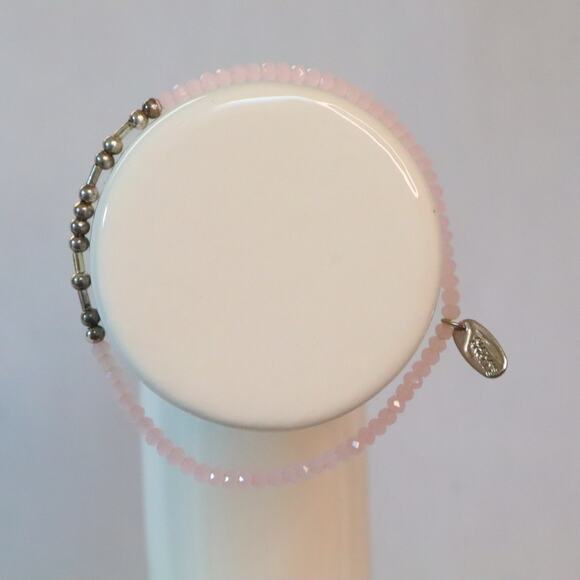 Barely There Stretch Bracelet Ultra Thin Rose Quartz Beads - Picture 5 of 8